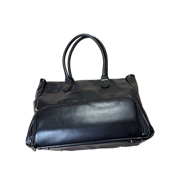 6 Pack Fitness Rene Tote Black Leather Travel & Gym Bag With Meal compartments - Picture 5 of 9
